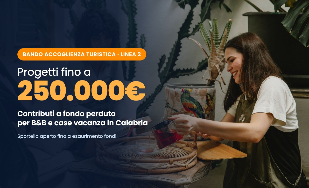Titolare di un B&B in Calabria che serve il tè a un'ospite, immagine del bando Accoglienza Turistica Linea 2 per strutture extra-alberghiere
